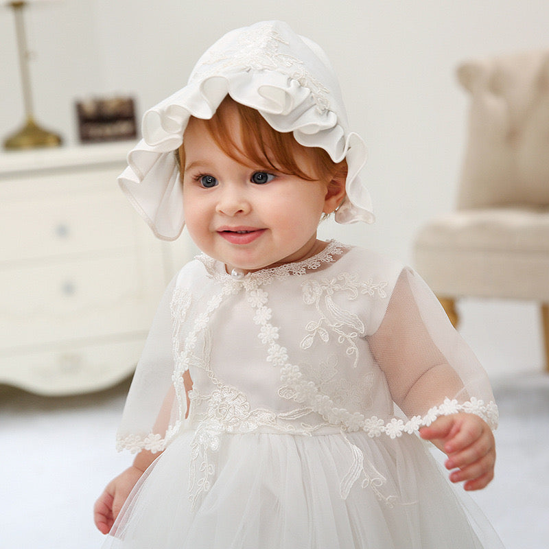 Christening for Preorder Beth Dress, Poncho & Hat