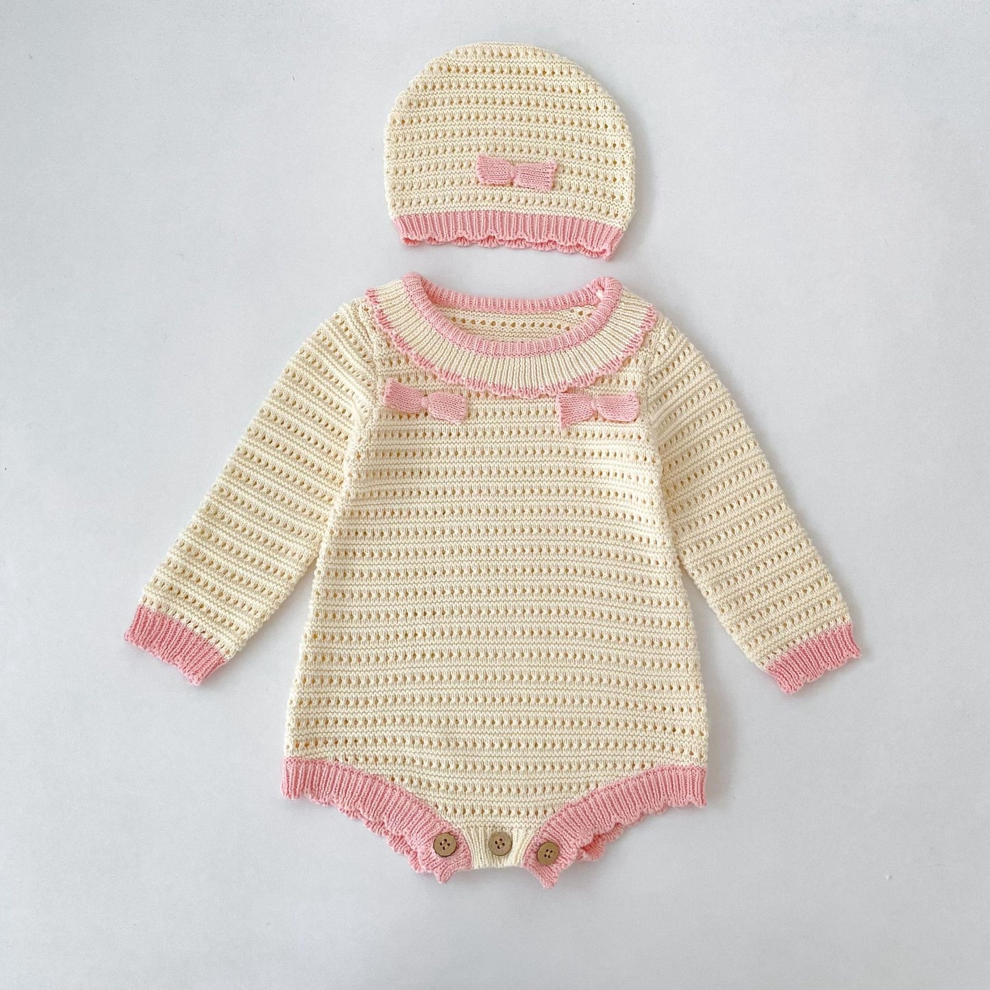 Preorder Infant Girls Becca Knitted Romper & Bonnet