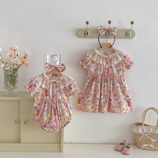 Preorder Twinning Sunnie Romper or Dress with Headwear & Detachable Collar