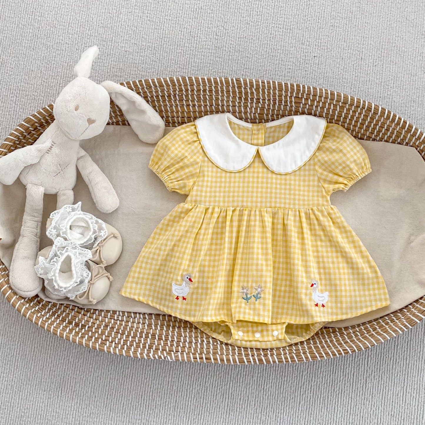 Preorder Infant Girls Daisy Ducky Checkered Romper