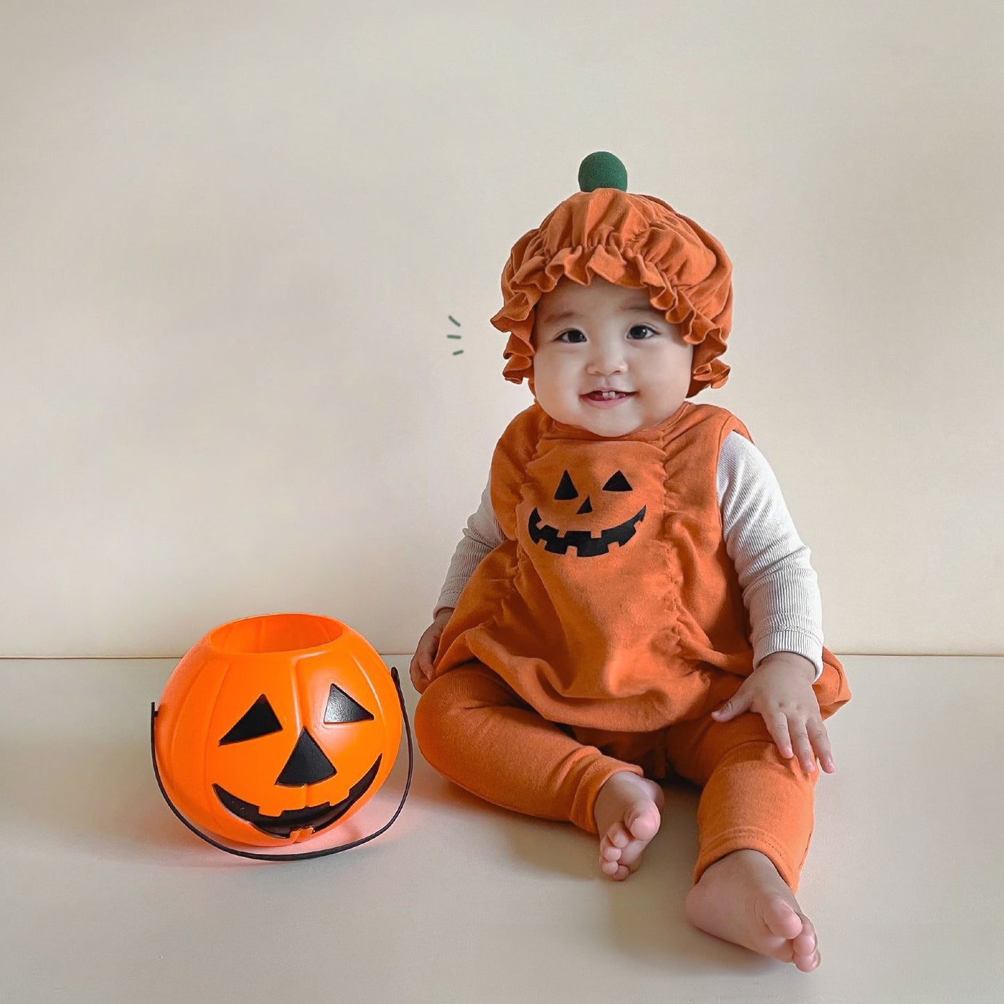 Preorder Halloween Pumpkin Romper & Hat
