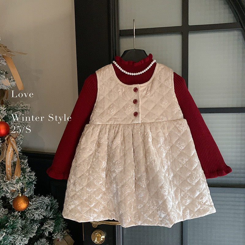 CHRISTMAS OOTD FOR PREORDER Livvy Velvet Dress and Inner Red Tee