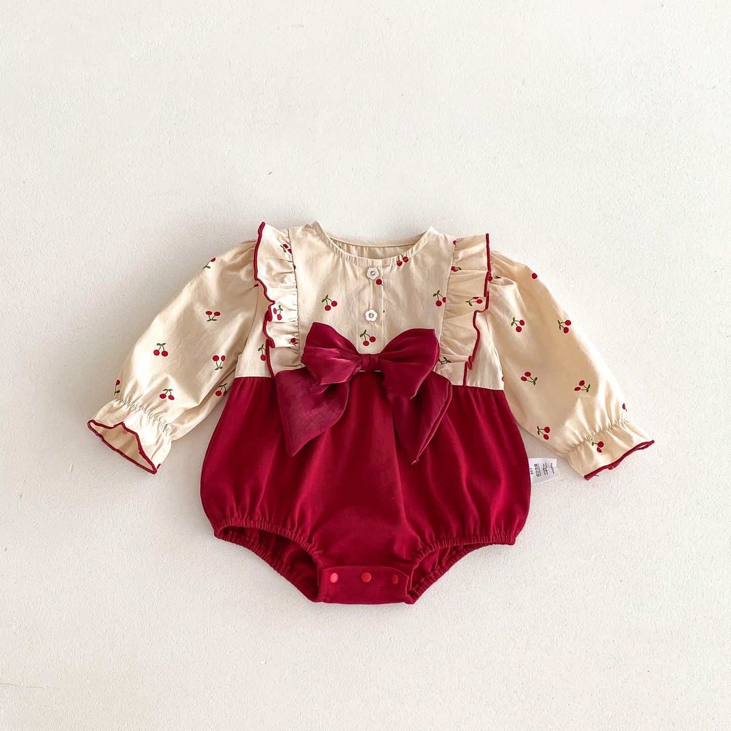 On Hand Katya Cherry Bow Romper