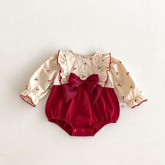 On Hand Katya Cherry Bow Romper