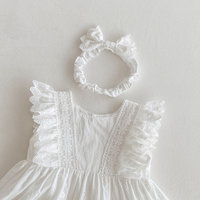 Christening for Preorder Tara Romper & Headband