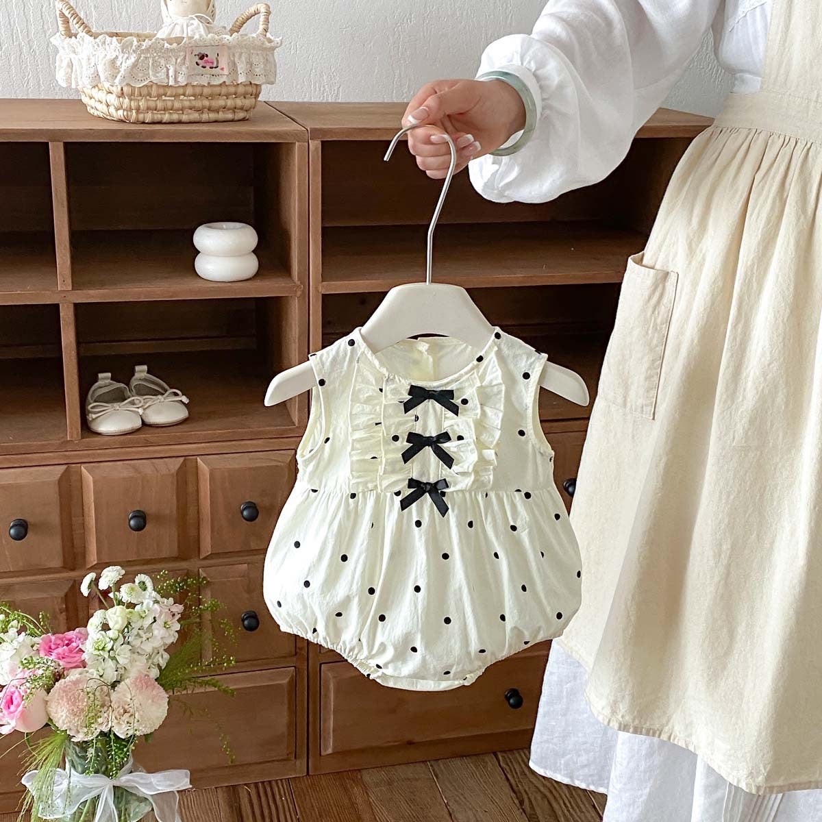 On Hand Jeanie Polkadot Romper