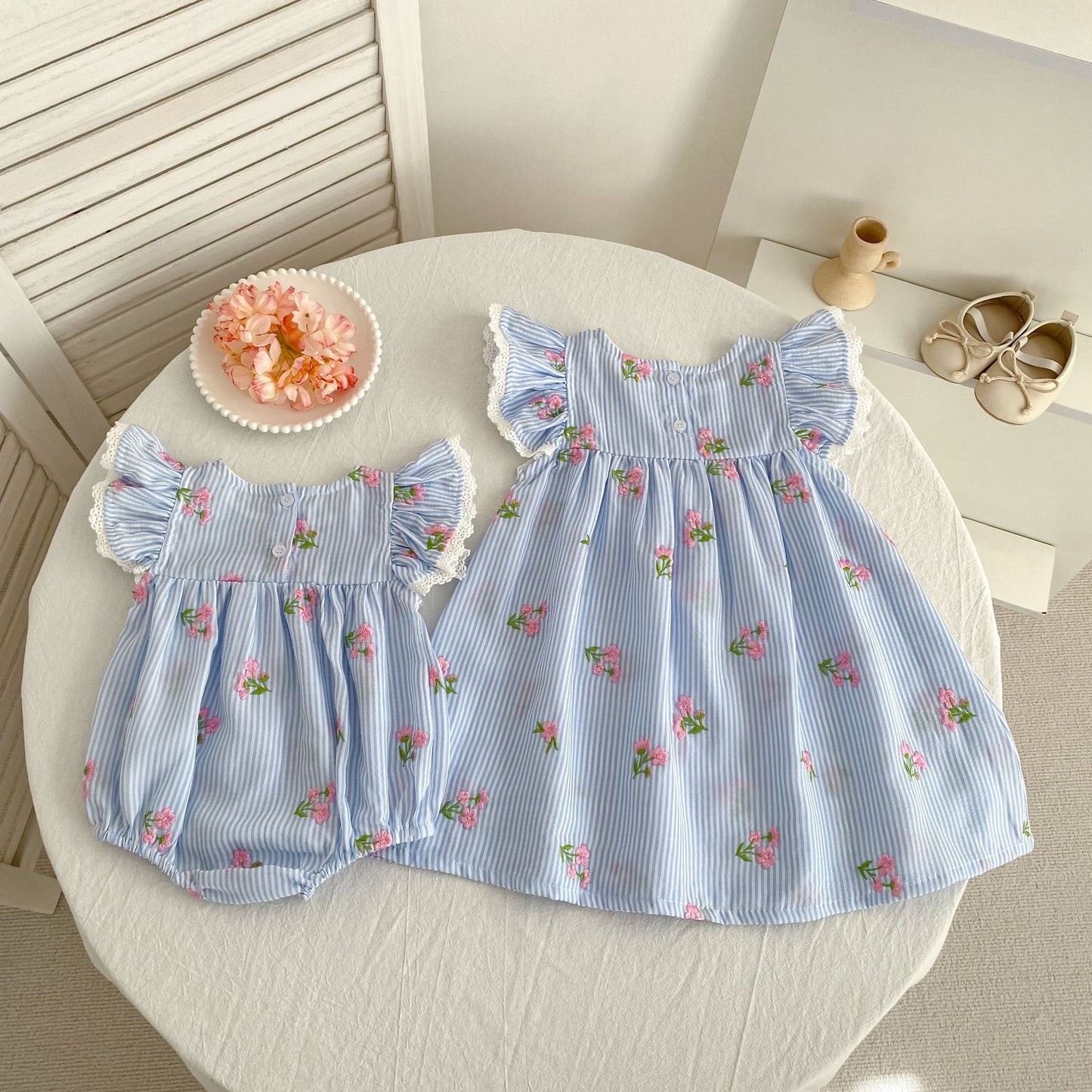 Preorder Twinning Delphine Pinstripes Romper or Dress