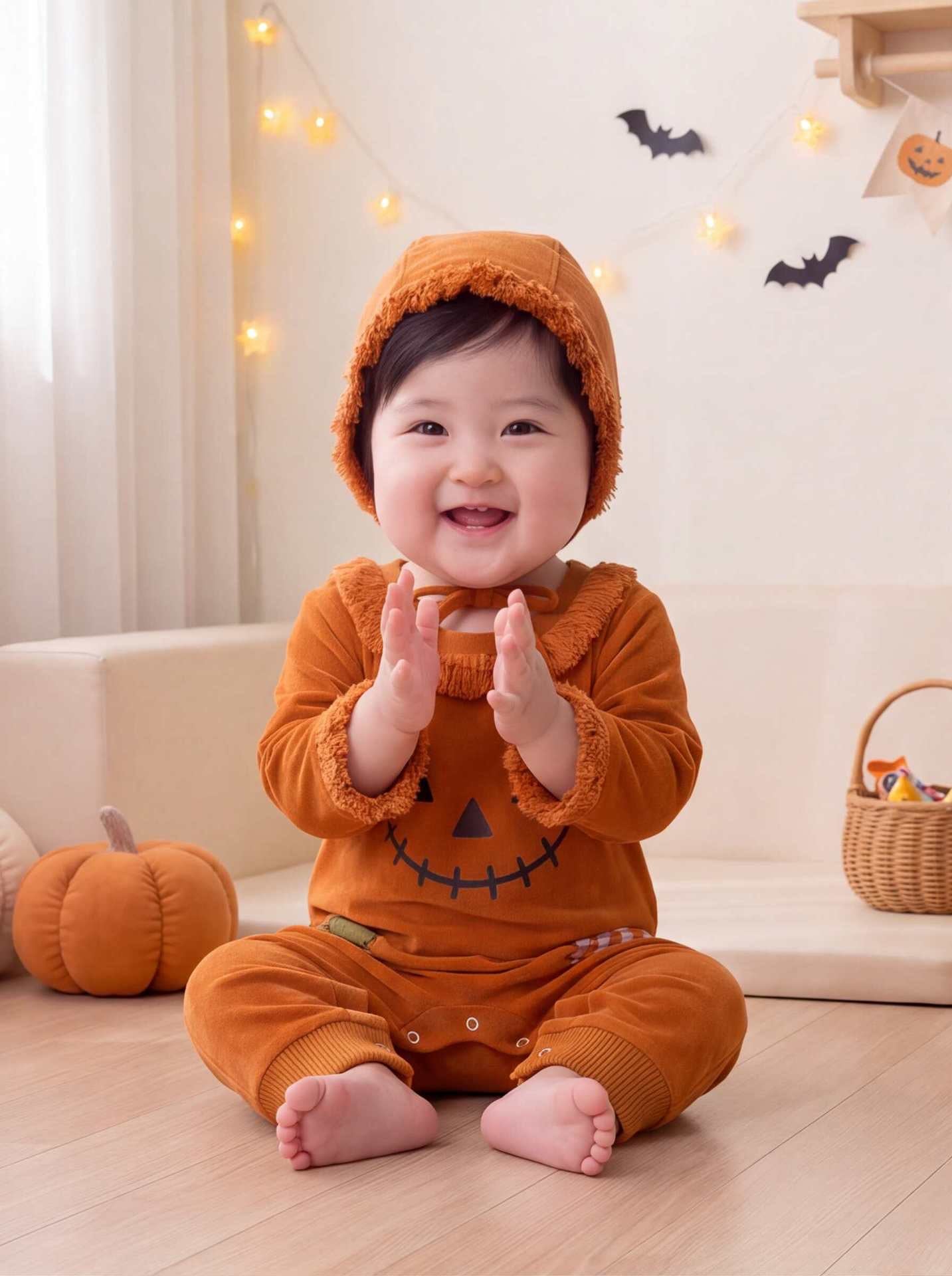 Preorder Halloween Pumpkin Patchwork Bodysuit & Hat