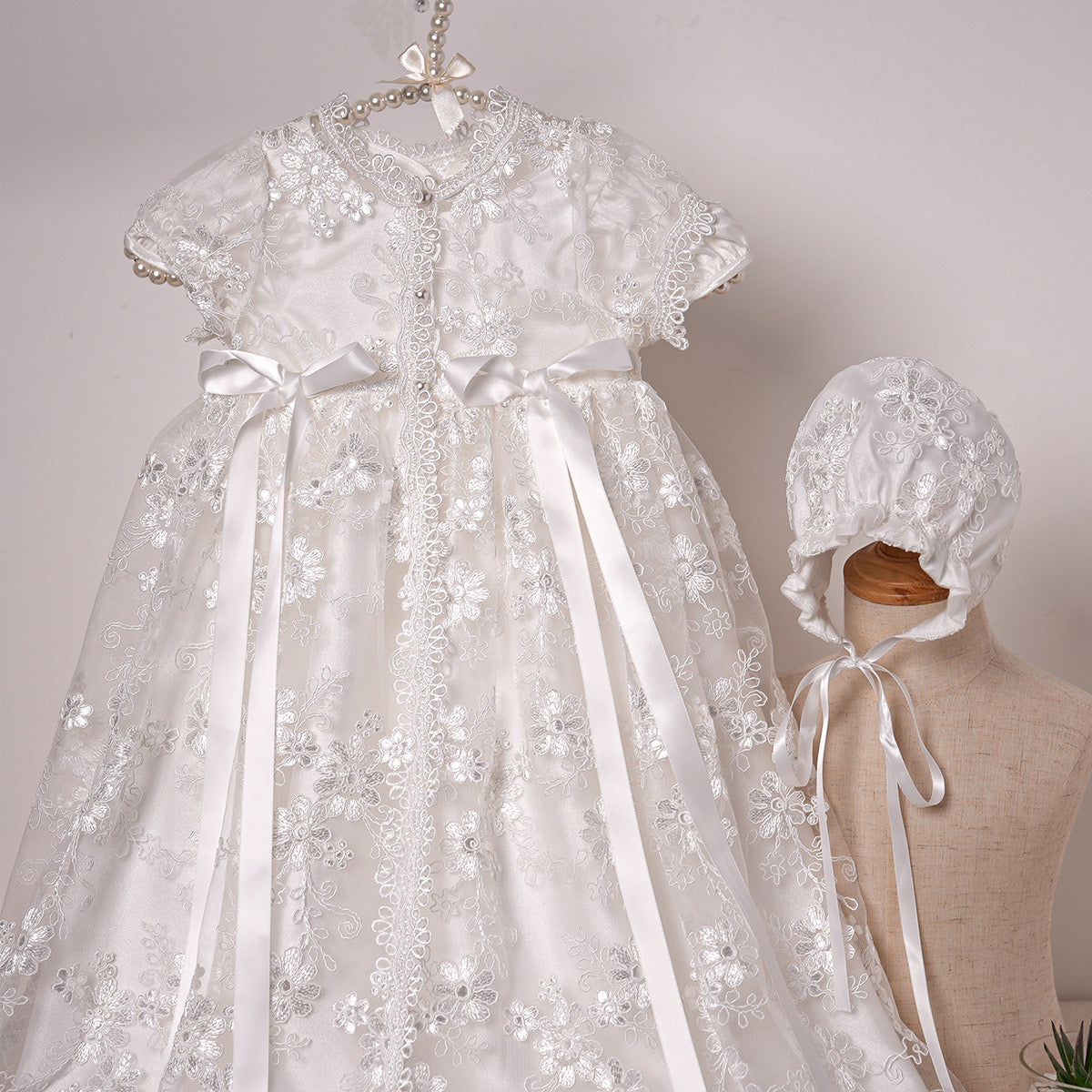 PREORDER for CHRISTENING Rebecca Long Dress & Hat