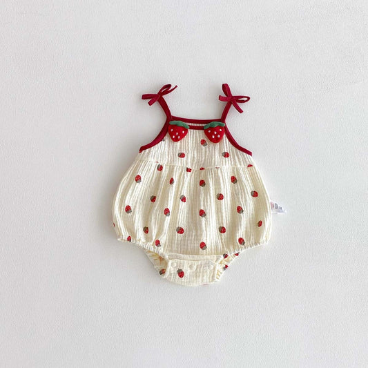 On Hand Salma Strawberry Romper in 18-24 months