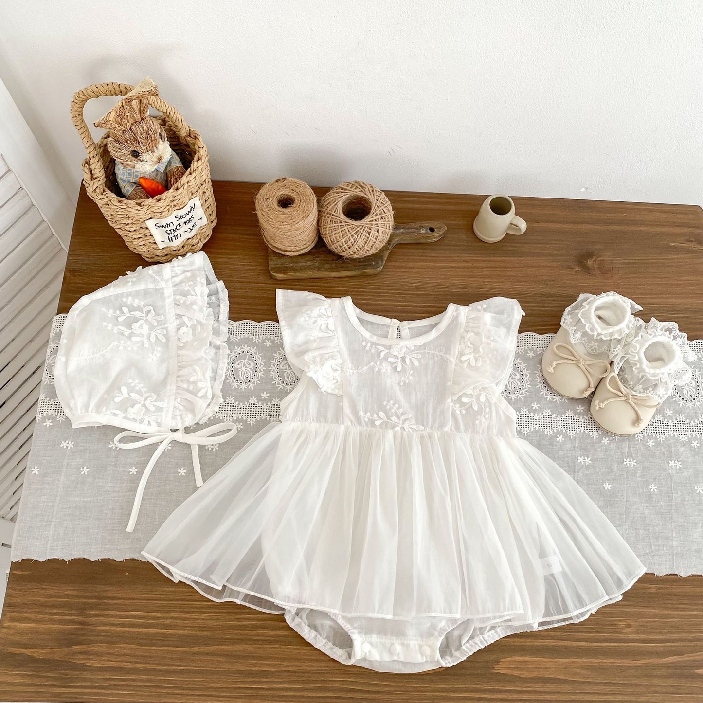CHRISTENING Dove Romper & Hat