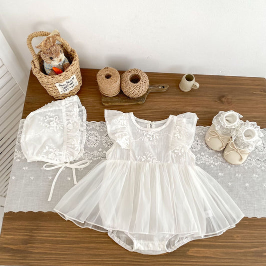 CHRISTENING Dove Romper & Hat