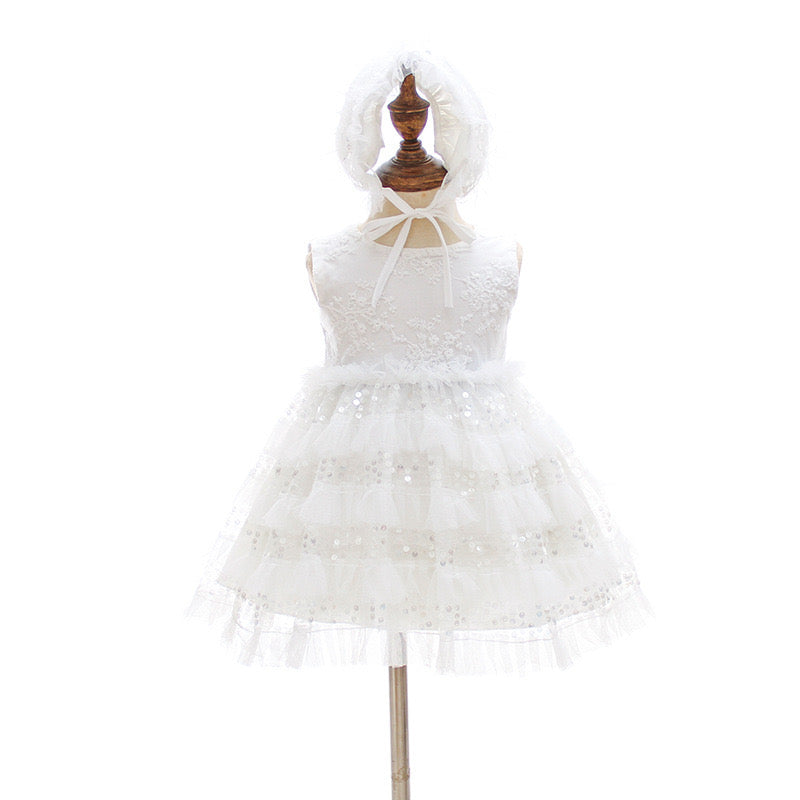 Christening for Preorder Elodia Sequined Dress & Hat
