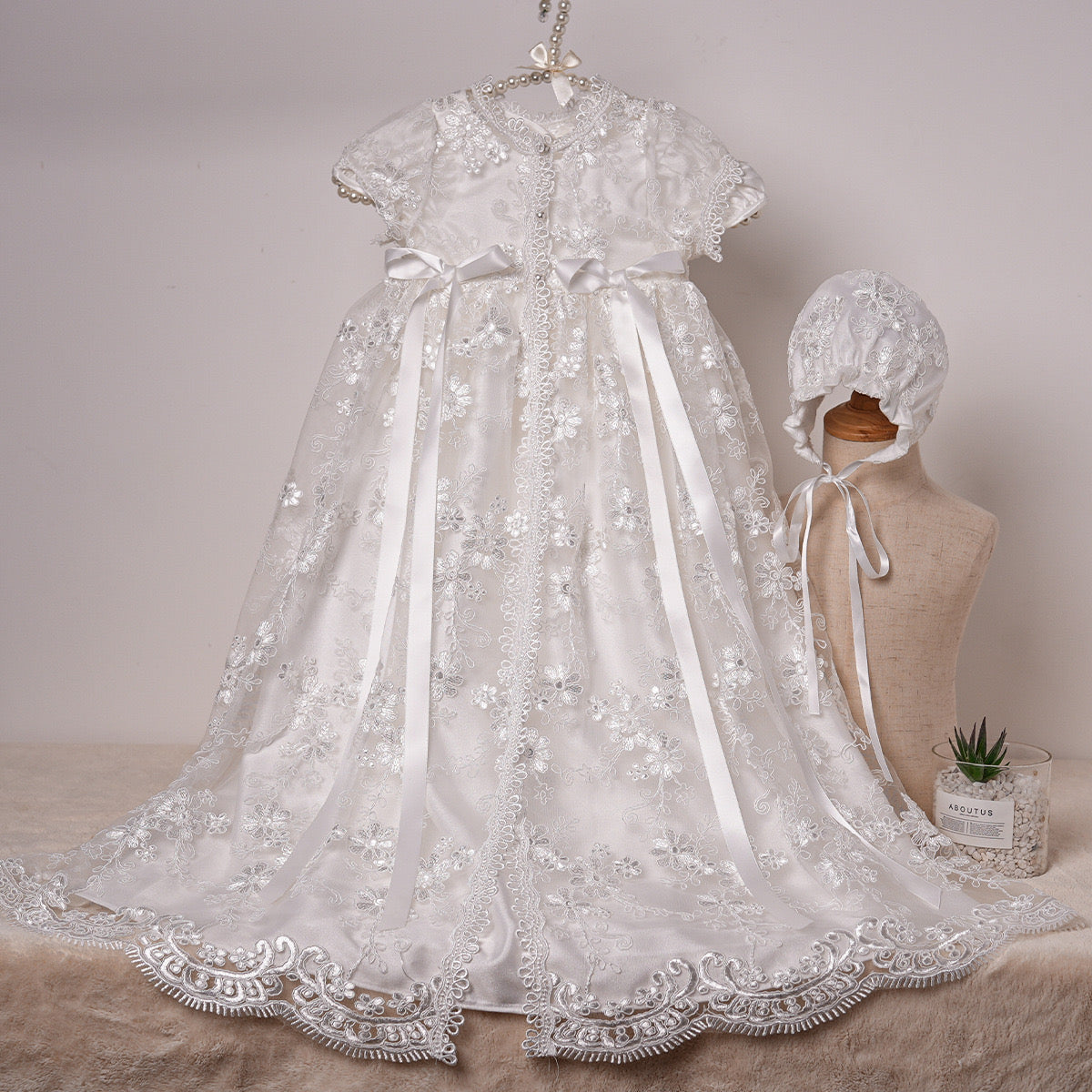 PREORDER for CHRISTENING Rebecca Long Dress & Hat