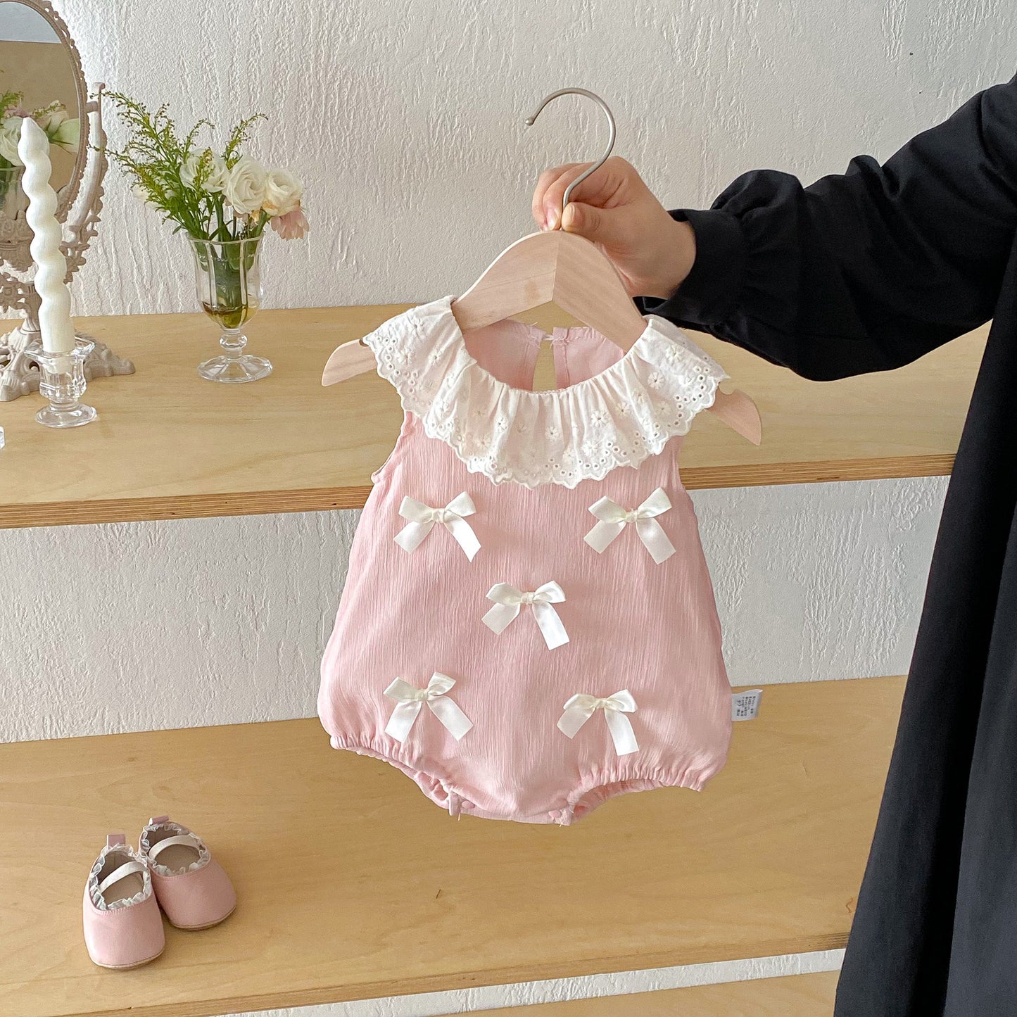 PREORDER Shelly Bow Romper Pink