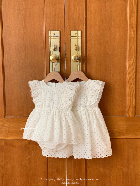 Preorder Infant & Girls Sora Eyelet Christening Romper or Dress