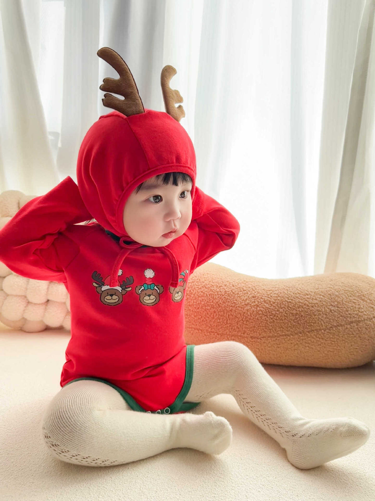 Preorder for Christmas Holiday Claus Reindeer Romper & Hat