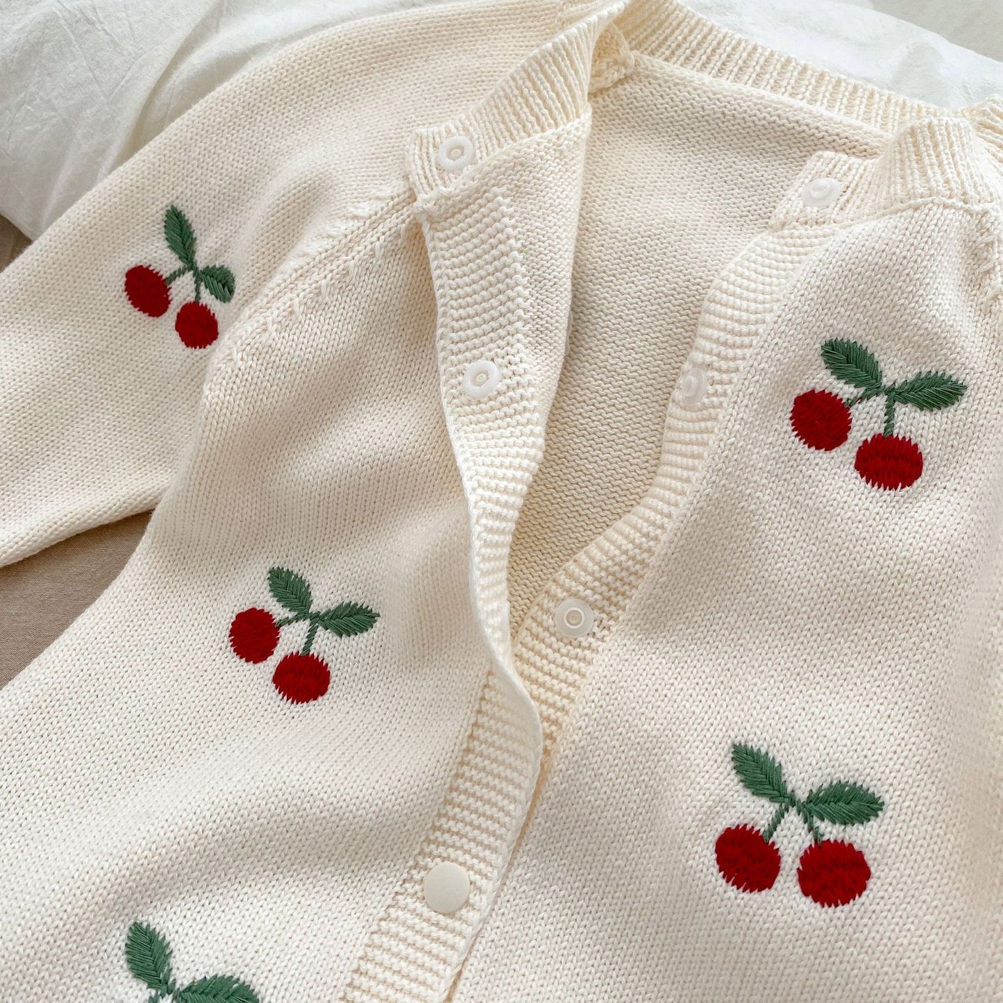 PREORDER Cherry Knit Cardigan & Romper or Bodysuit