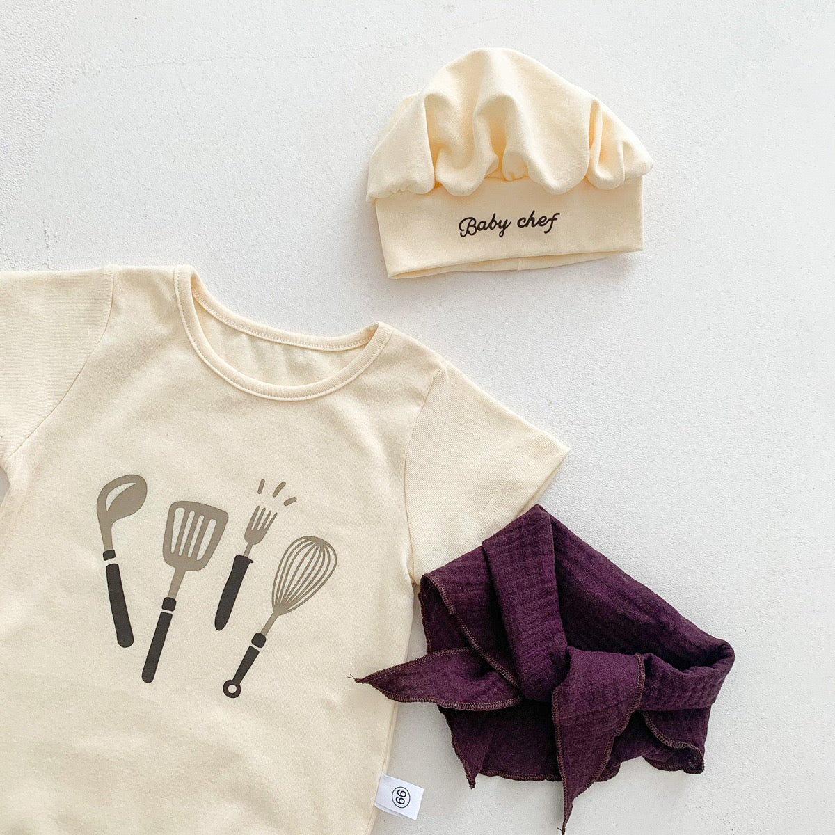 7.7 SALE for July Baby Chef Romper, Scarf and Hat
