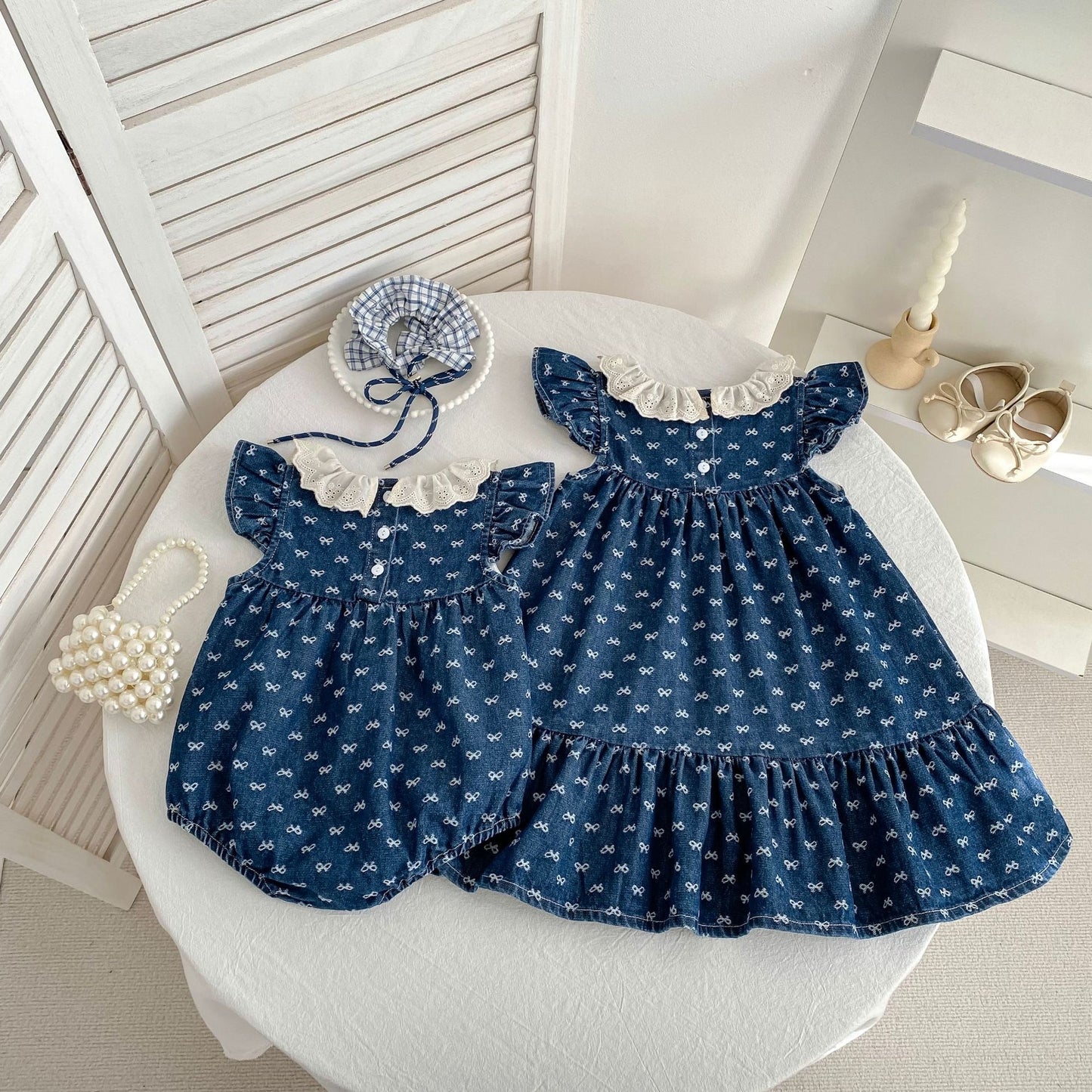 Preorder Twinning Catalina Denim Romper or Dress Dark Denim