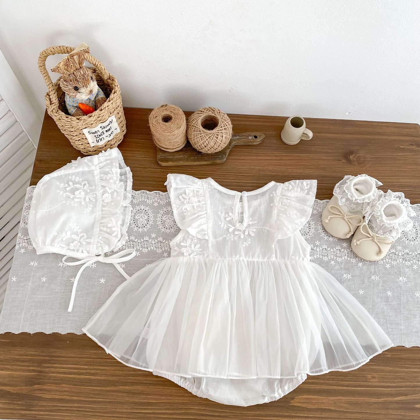 CHRISTENING Dove Romper & Hat