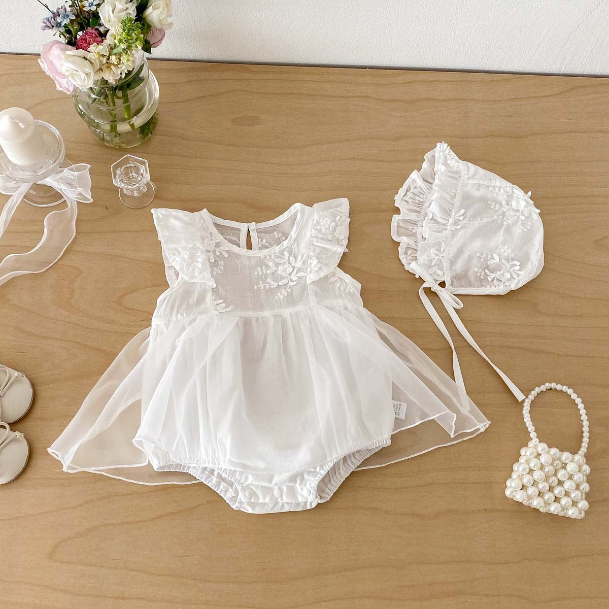 On Hand Dove Romper and Hat