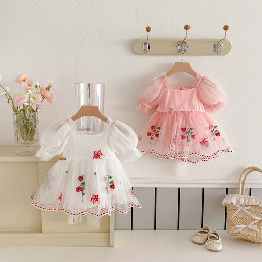 PREORDER Mirabelle Strawberry Fields Puffy Romper Celebrations