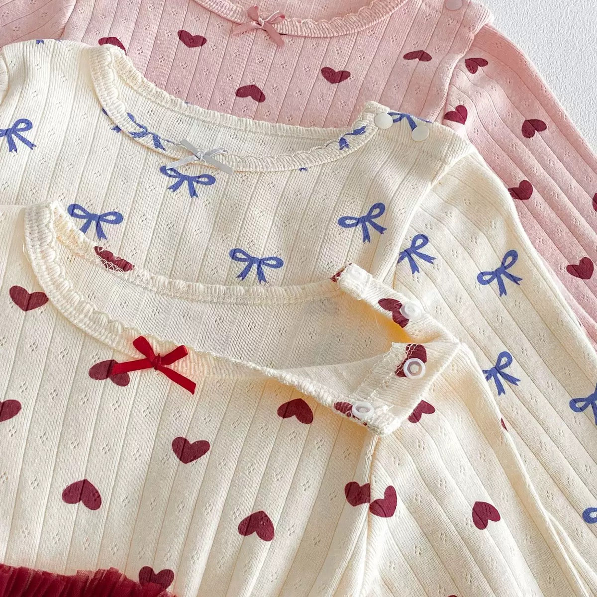 Preorder Infant Girls Micha Pointelle Tutu Onesie in Long Sleeves