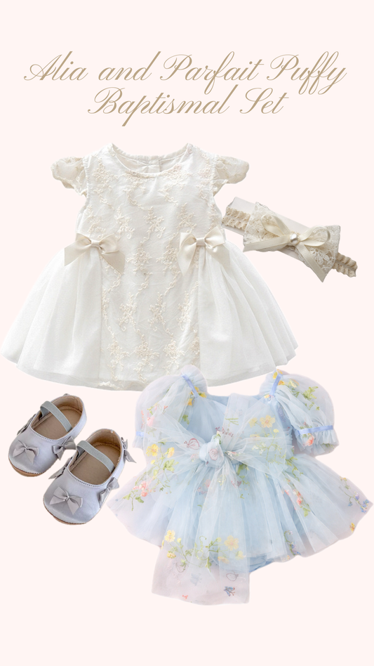 Preorder Alia & Parfait Puffy Baptismal and Reception Bundle in Blue