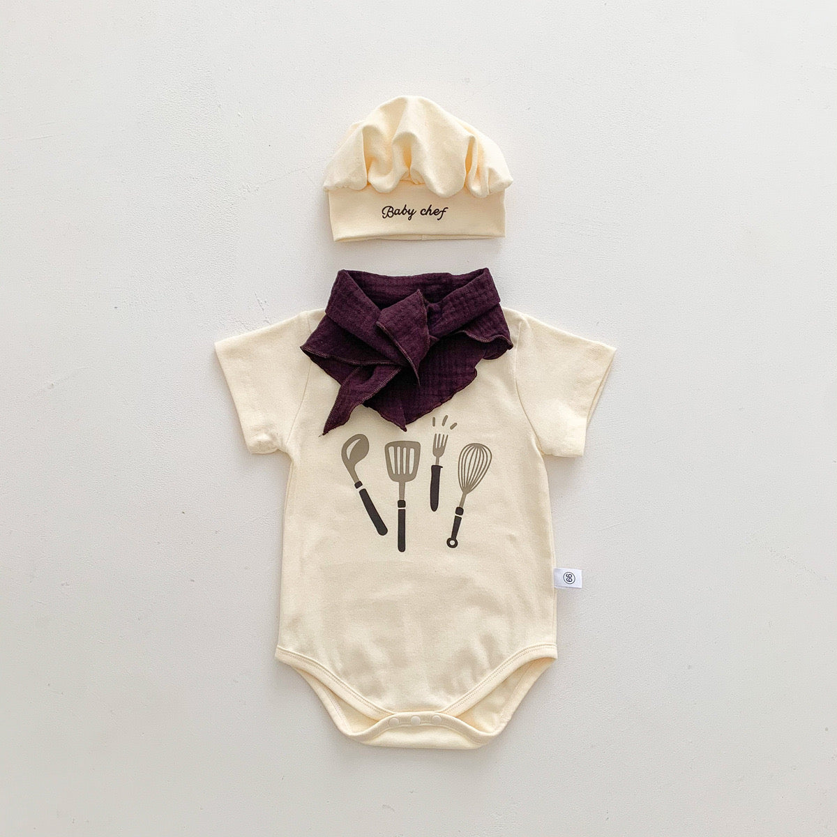 7.7 SALE for July Baby Chef Romper, Scarf and Hat