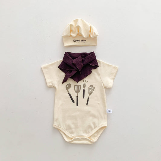 7.7 SALE for July Baby Chef Romper, Scarf and Hat