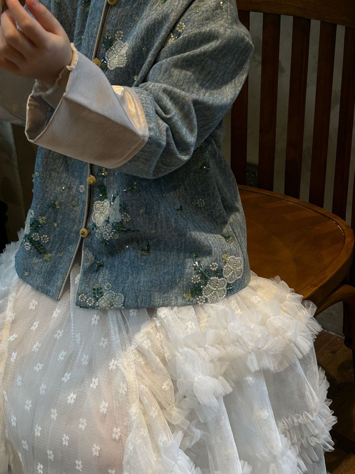 On Hand Cheongsam Denim Jacket