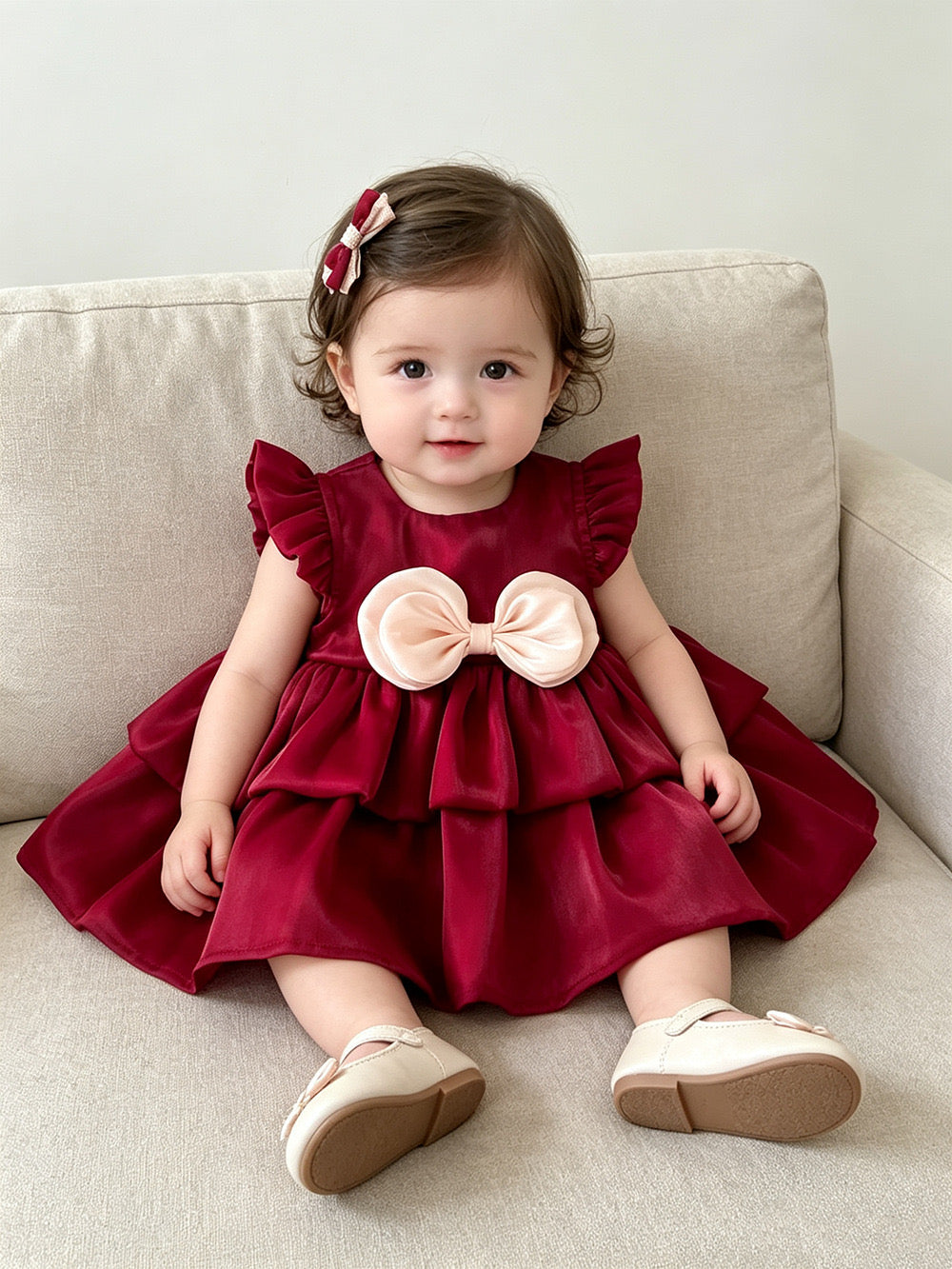 On Hand Micaela Romper in Red 3-6 months