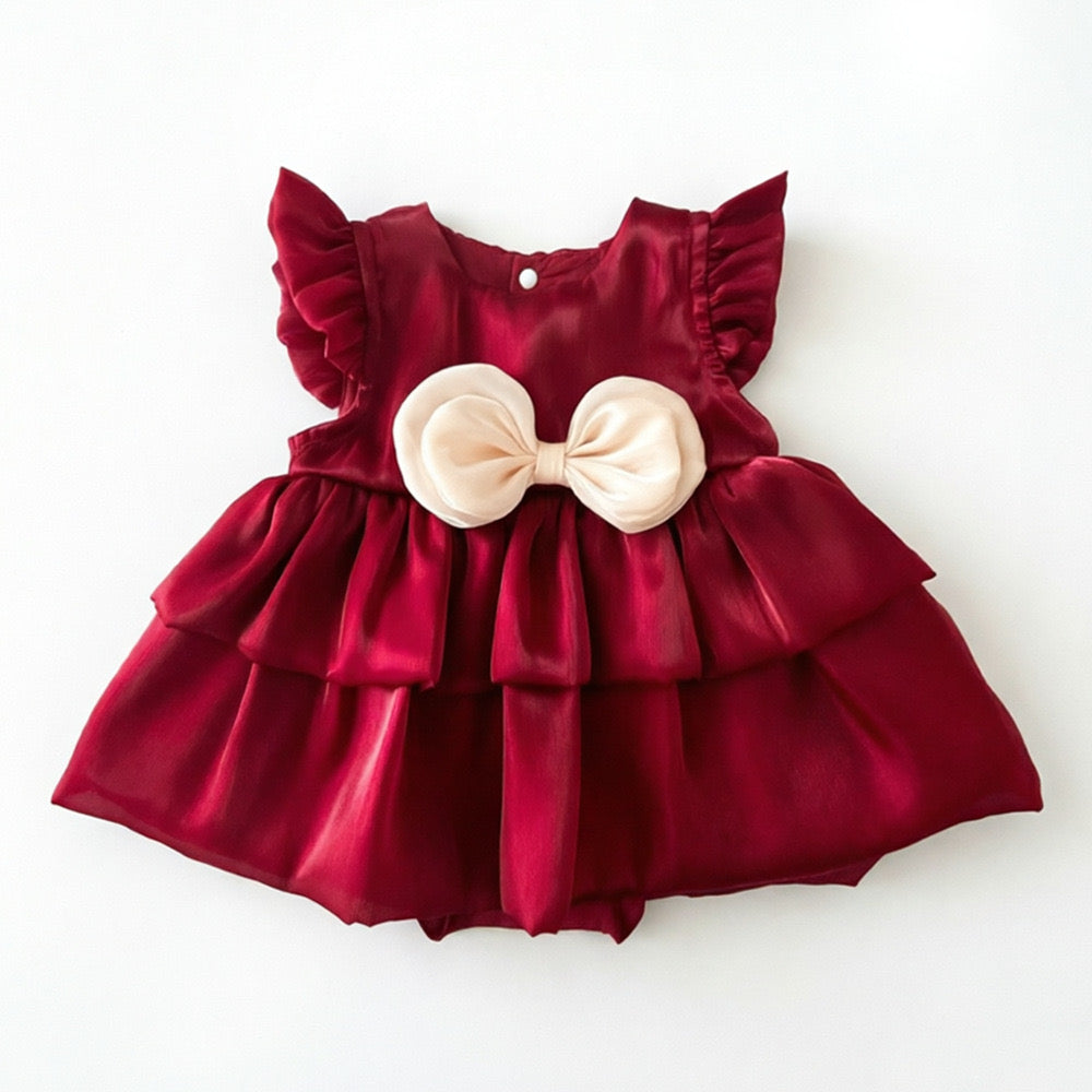 On Hand Micaela Romper in Red 3-6 months