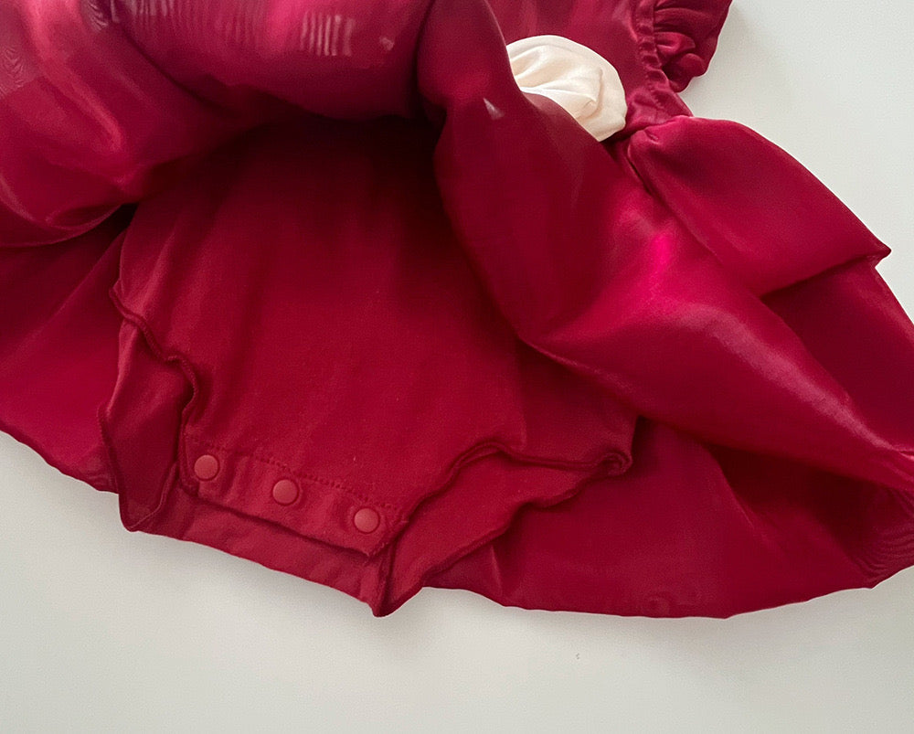 On Hand Micaela Romper in Red 3-6 months