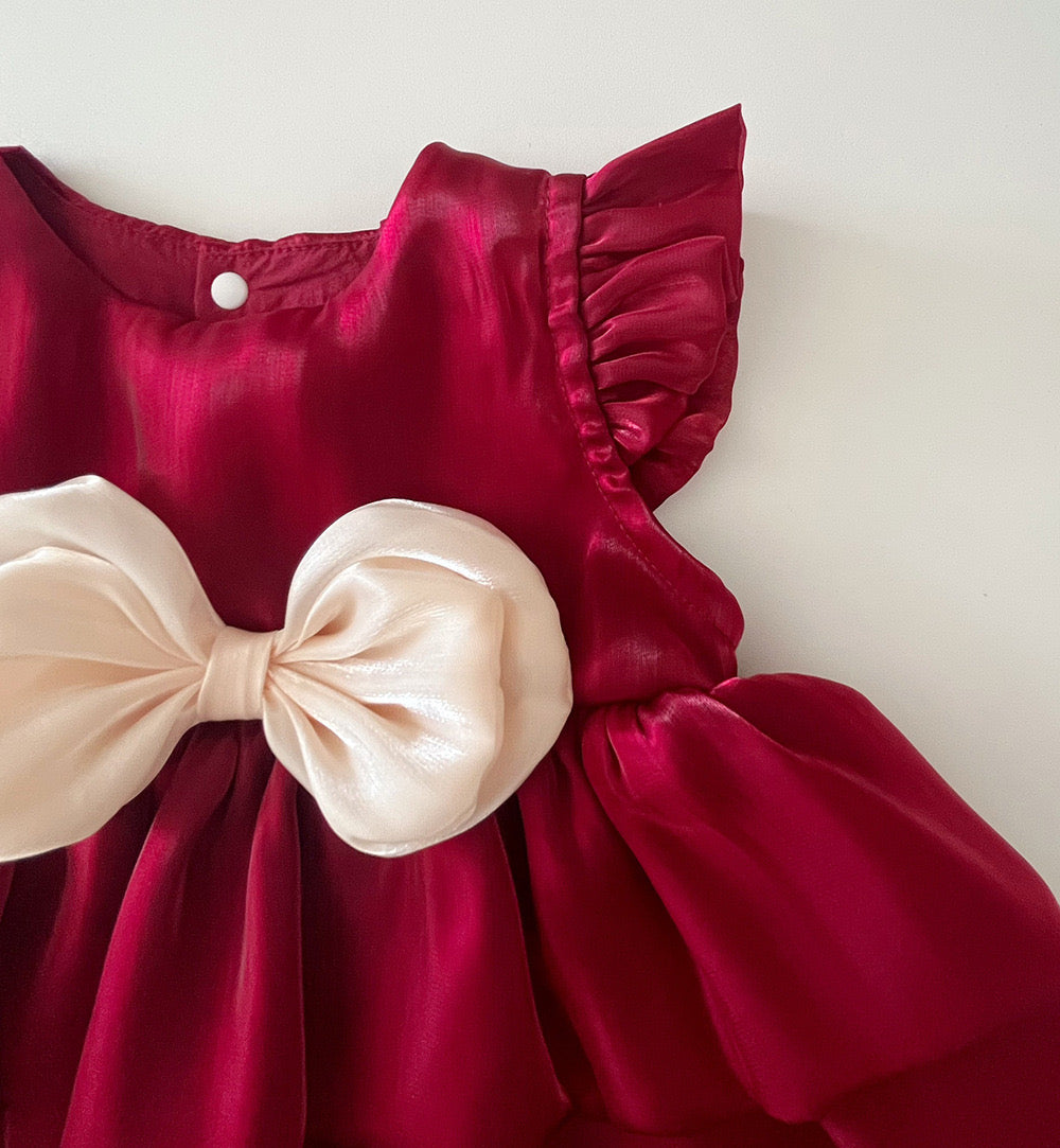 On Hand Micaela Romper in Red 3-6 months