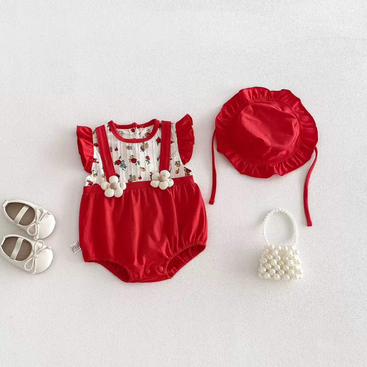 On Hand Ingrid Romper & Hat in 0-6 months