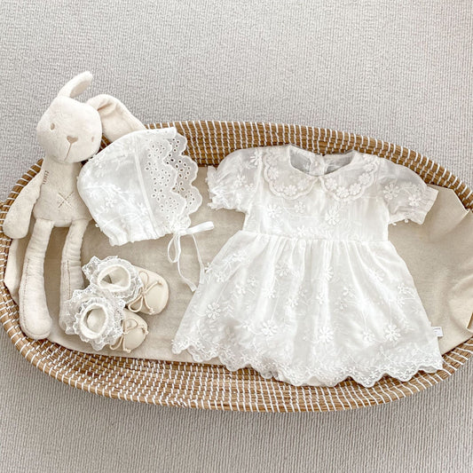 CHRISTENING Victoria Romper & Hat