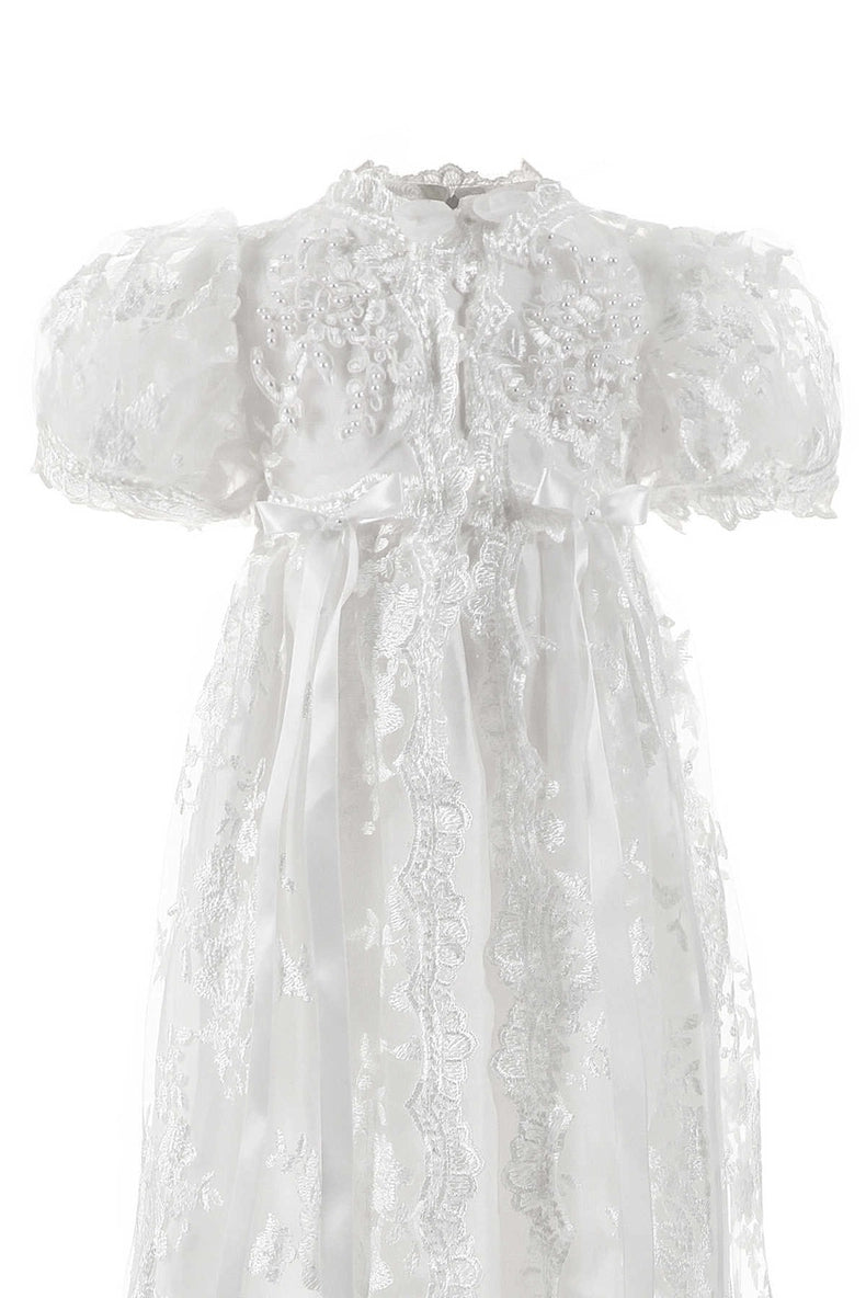 On Hand Rebecca Christening Lace Gown, Plain Dress & Hat