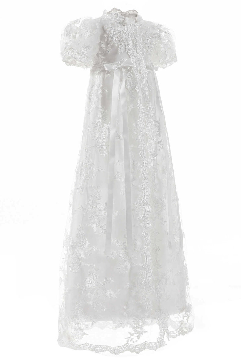 On Hand Rebecca Christening Lace Gown, Plain Dress & Hat