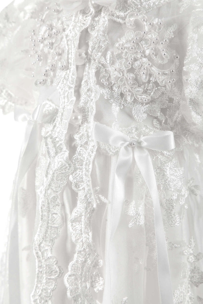 On Hand Rebecca Christening Lace Gown, Plain Dress & Hat
